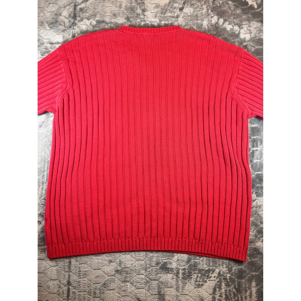 Facconable Red Ribbed V Neck Cotton Sweater Mens XL Made in Italy - Picture 7 of 7